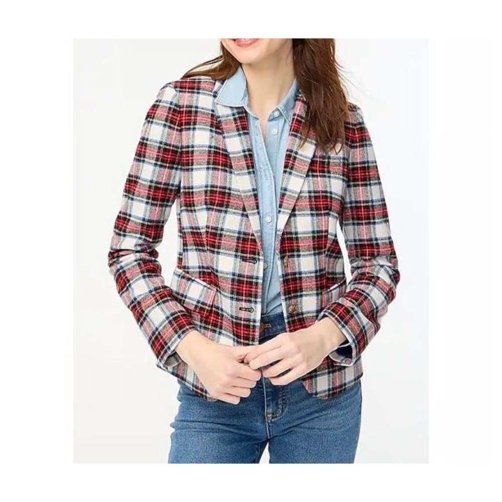 NWOT j. Crew Stewart tartan plaid schoolboy blazer sz 6p